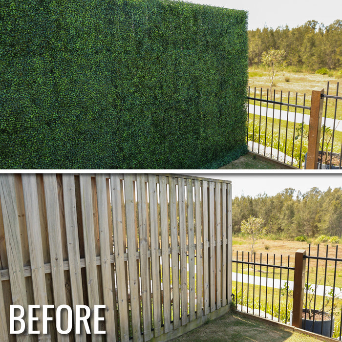 Artificial Plants Green Wall Panel - EVERGREEN - Box of 12 panels - 500x500mm | DECKO VERDURE (3 m² /Box)