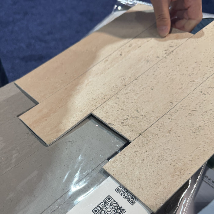 DECKO Flexistone Textured Stone Wall Panels - BRICO TRAVERTINO - Box of 12 Interlocking Peel-and-Stick Panels