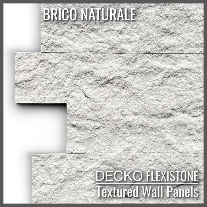 Flexible 3D Stone Wall Panels - <b>BRICO NATURALE</b> - Box of 12 Interlocking Peel-and-Stick Panels <b>1.08m<sup>2</sup></b> coverage | DECKO Flexistone