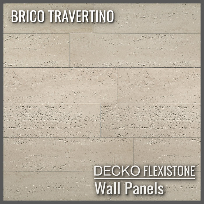 DECKO Flexistone Textured Stone Wall Panels - BRICO TRAVERTINO - Box of 12 Interlocking Peel-and-Stick Panels