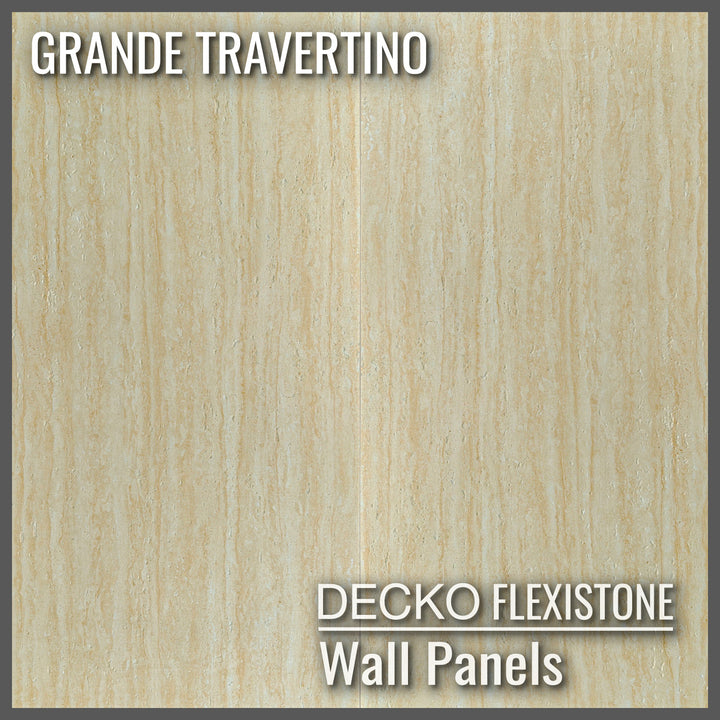 Flexible 3D Stone Wall Panels - <b>GRANDE TRAVERTINO</b> - Box of 6 panels (1200x600mm) <b>4.32m<sup>2</sup></b> coverage | DECKO Flexistone