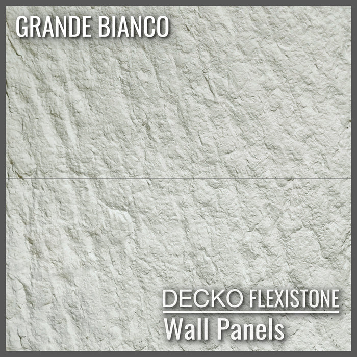 DECKO Flexistone Wall Panels - <b>GRANDE BIANCO</b> - Box of 5 serial panels (1200x600mm) <b>3.6sqm</b> coverage