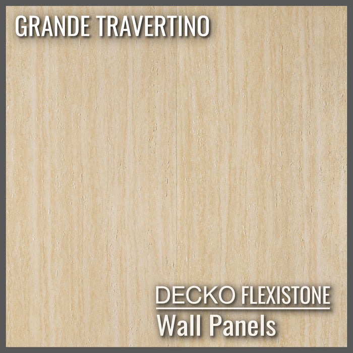 Flexible 3D Stone Wall Panels - <b>GRANDE TRAVERTINO</b> - Box of 6 panels (1200x600mm) <b>4.32m<sup>2</sup></b> coverage | DECKO Flexistone