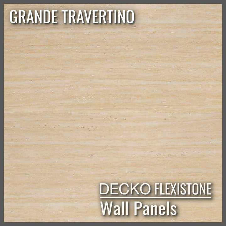 Flexible 3D Stone Wall Panels - <b>GRANDE TRAVERTINO</b> - Box of 6 panels (1200x600mm) <b>4.32m<sup>2</sup></b> coverage | DECKO Flexistone
