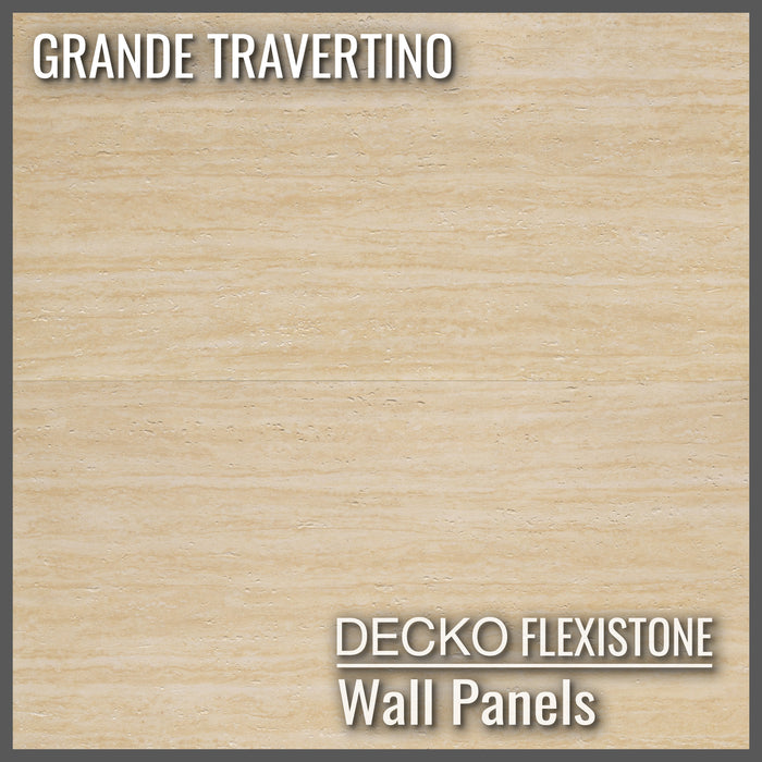 Flexible 3D Stone Wall Panels - <b>GRANDE TRAVERTINO</b> - Box of 6 panels (1200x600mm) <b>4.32m<sup>2</sup></b> coverage | DECKO Flexistone