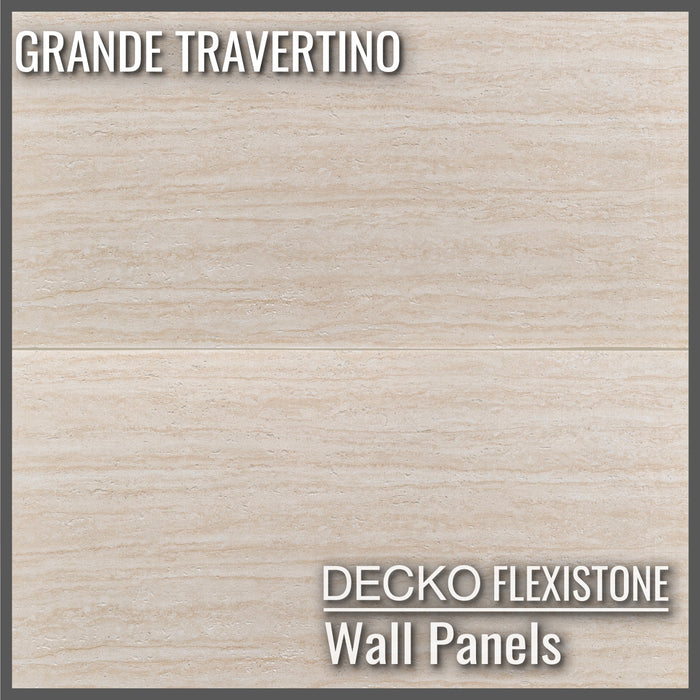 DECKO Flexistone Stone Wall Panels - <b>GRANDE TRAVERTINO</b> - Box of 6 panels (1200x600mm) <b>4.32sqm</b> coverage