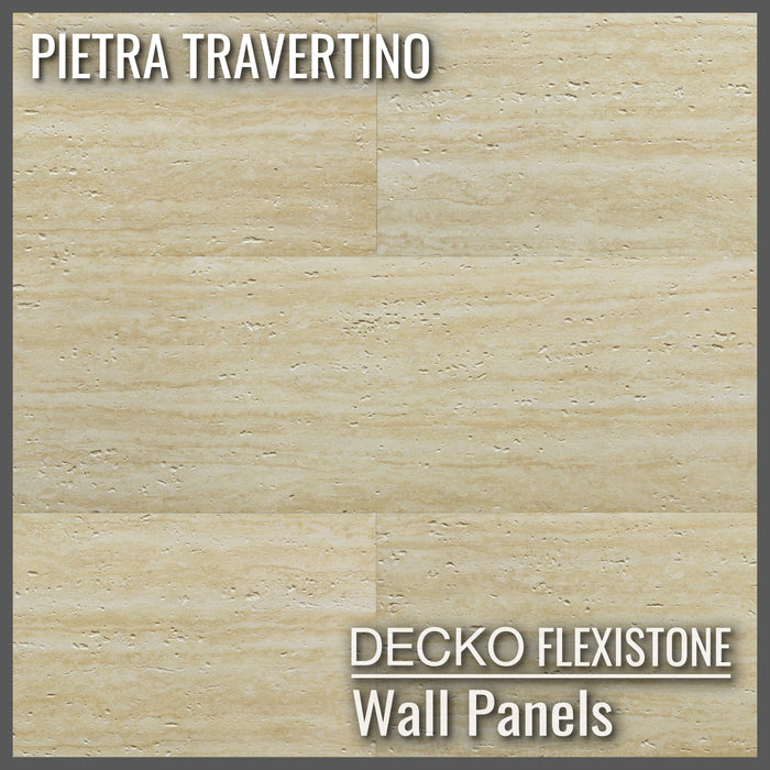Flexible 3D Stone Wall Panels - <b>PIETRA TRAVERTINO</b> - Box of 16 panels (900x300mm) <b>4.32m<sup>2</sup></b> coverage | DECKO Flexistone