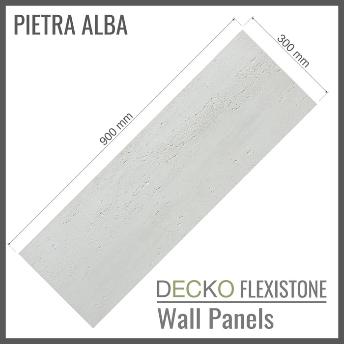 Flexible 3D Stone Wall Panels - <b>PIETRA ALBA</b> - Box of 16 panels (900x300mm) <b>4.32m<sup>2</sup></b> coverage | DECKO Flexistone