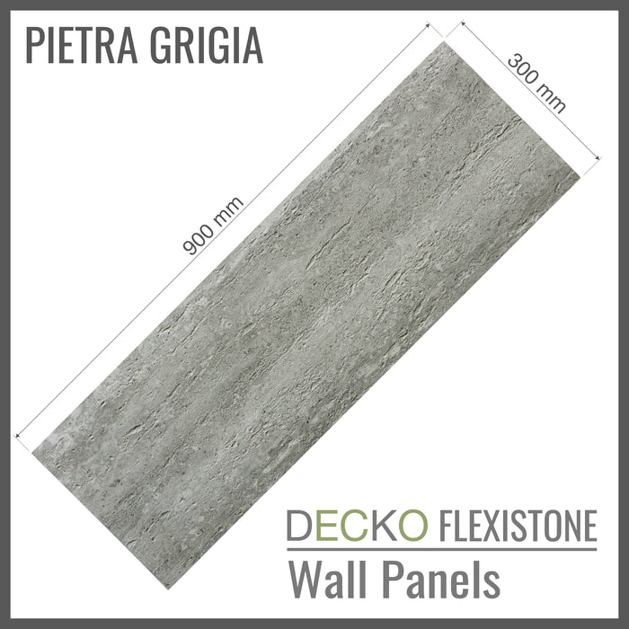 Flexible 3D Stone Wall Panels - <b>PIETRA GRIGIA</b> - Box of 16 panels (900x300mm) <b>4.32m<sup>2</sup></b> coverage | DECKO Flexistone