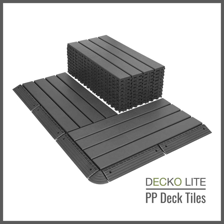 Deck Tiles - <b>GREYSLAT</b> - Interlocking PP Flooring, with Recycled Premium Polypropylene | DECKO Lite (608x304x20 mm tile)