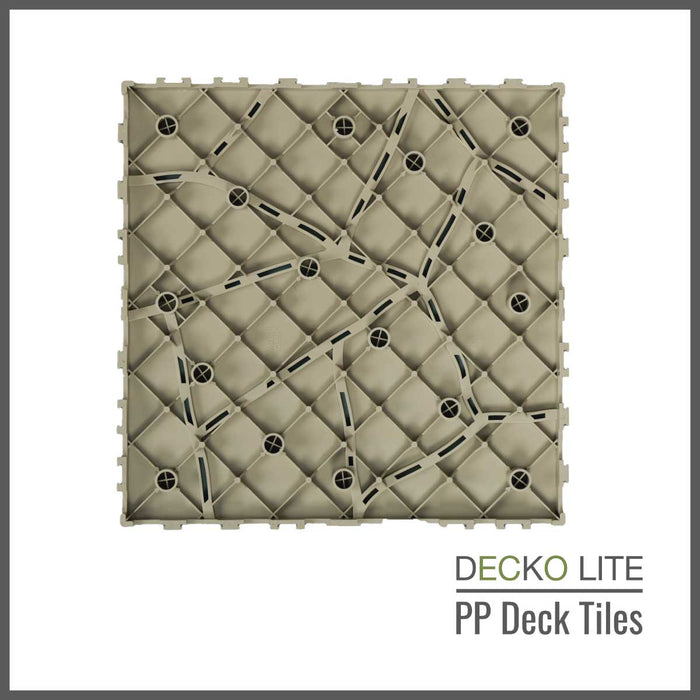 Deck Tiles - <b>BEIGESTONE</b> - Interlocking PP Flooring, with Recycled Premium Polypropylene | DECKO Lite (304x304x20 mm tile)