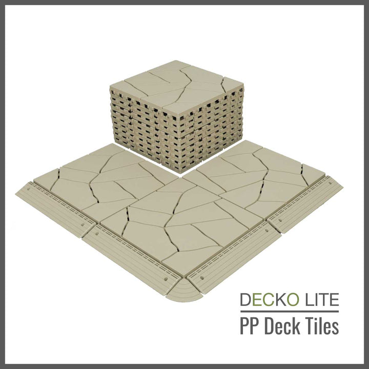 Deck Tiles - <b>BEIGESTONE</b> - Interlocking PP Flooring, with Recycled Premium Polypropylene | DECKO Lite (304x304x20 mm tile)