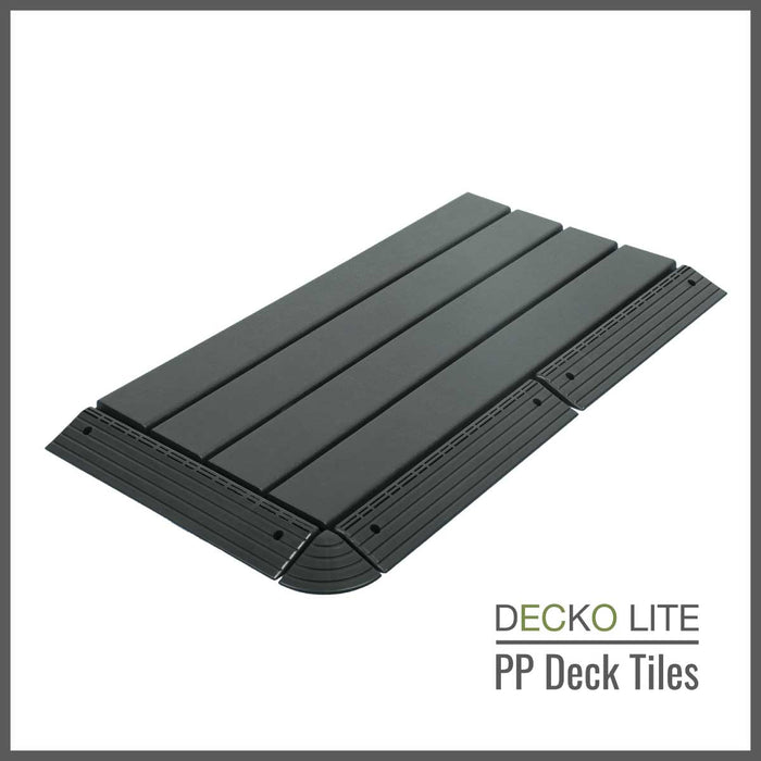 <b>SAMPLE PACK</b> of Deck Tiles, Ramp Edges and Corners - Interlocking PP Flooring | DECKO Lite - Free Shipping