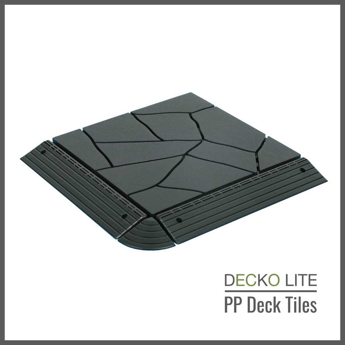 Deck Tiles - <b>GREYSTONE</b> - Interlocking PP Flooring, with Recycled Premium Polypropylene | DECKO Lite (304x304x20 mm tile)