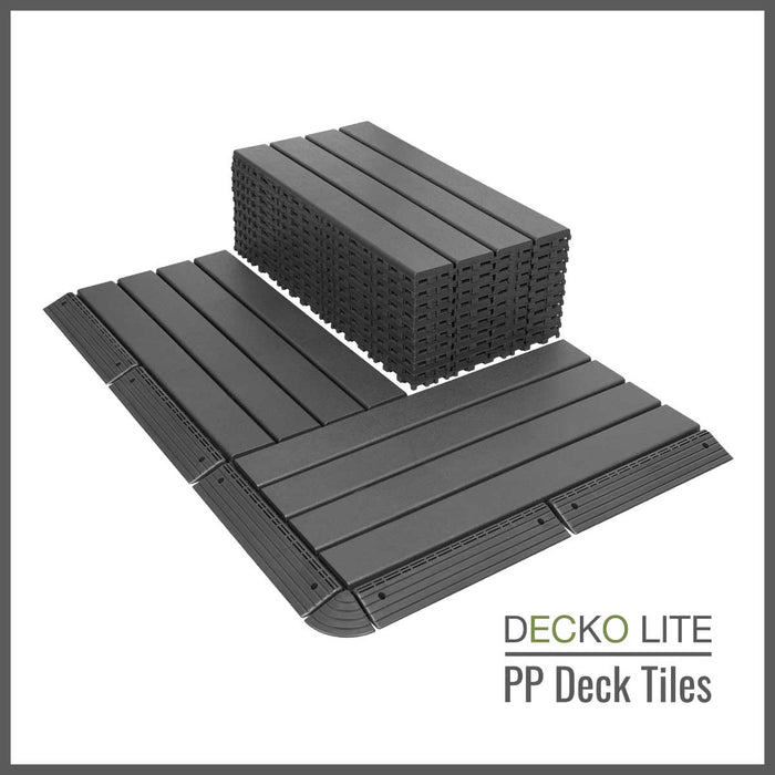 <b>SAMPLE PACK</b> of Deck Tiles, Ramp Edges and Corners - Interlocking PP Flooring | DECKO Lite - Free Shipping