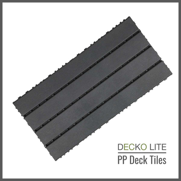Deck Tiles - <b>GREYSLAT</b> - Interlocking PP Flooring, with Recycled Premium Polypropylene | DECKO Lite (608x304x20 mm tile)
