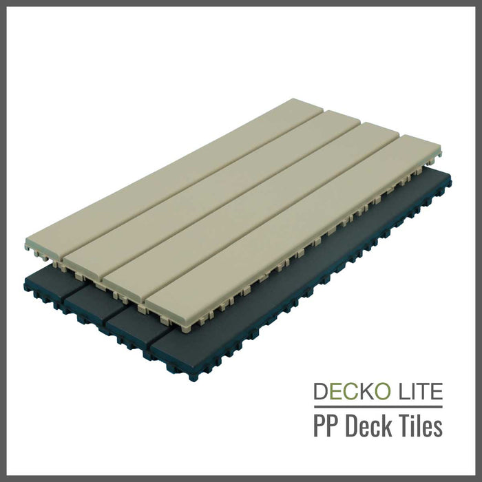 Deck Tiles - <b>BEIGESLAT</b> - Interlocking PP Flooring, with Recycled Premium Polypropylene | DECKO Lite (608x304x20 mm tile)
