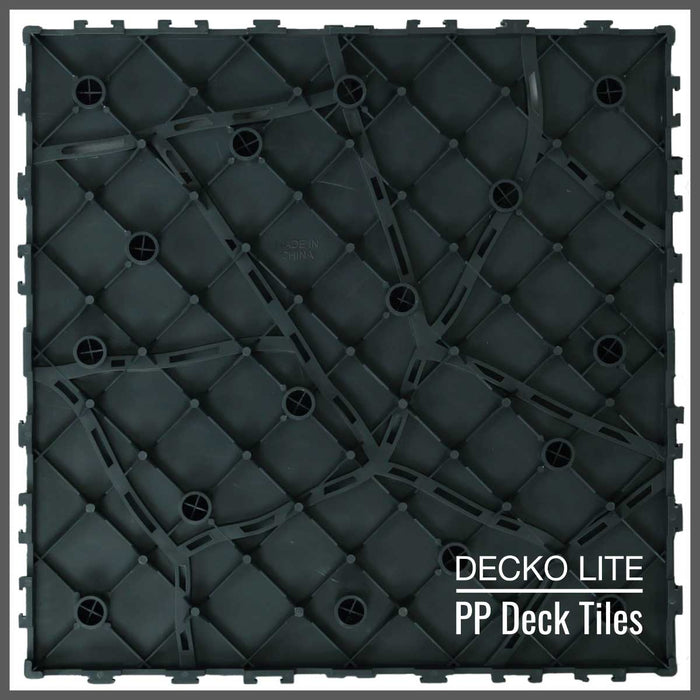 Deck Tiles - <b>GREYSTONE</b> - Interlocking PP Flooring, with Recycled Premium Polypropylene | DECKO Lite (304x304x20 mm tile)