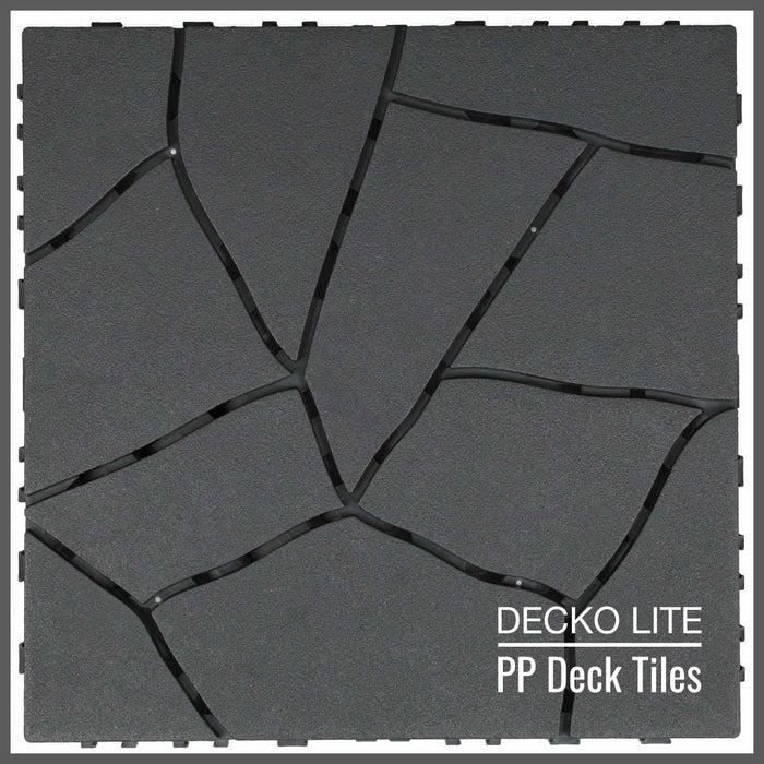Deck Tiles - <b>GREYSTONE</b> - Interlocking PP Flooring, with Recycled Premium Polypropylene | DECKO Lite (304x304x20 mm tile)