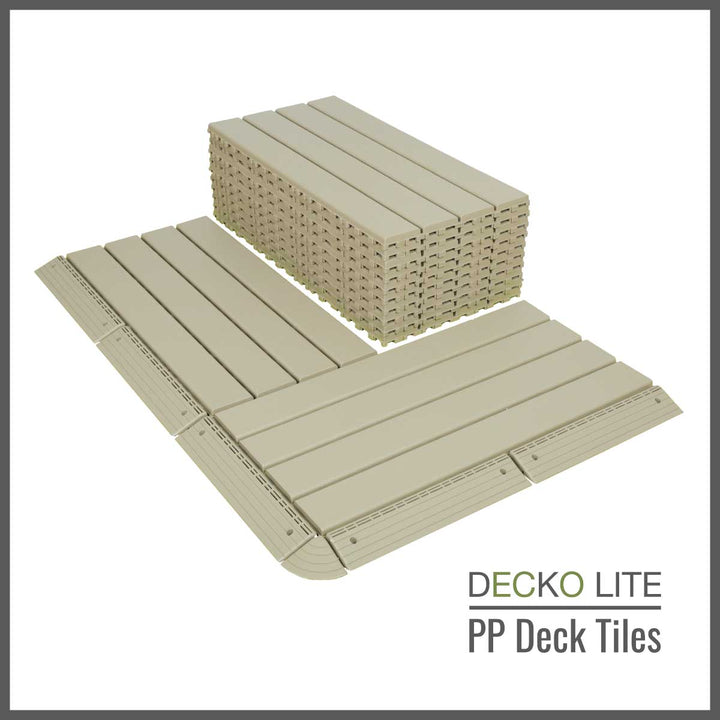 Deck Tiles - <b>BEIGESLAT</b> - Interlocking PP Flooring, with Recycled Premium Polypropylene | DECKO Lite (608x304x20 mm tile)