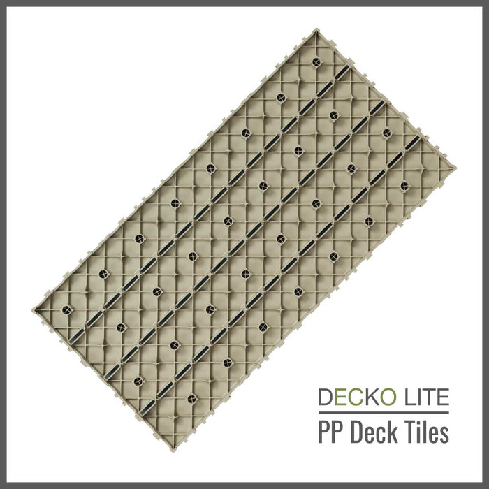 Deck Tiles - <b>BEIGESLAT</b> - Interlocking PP Flooring, with Recycled Premium Polypropylene | DECKO Lite (608x304x20 mm tile)