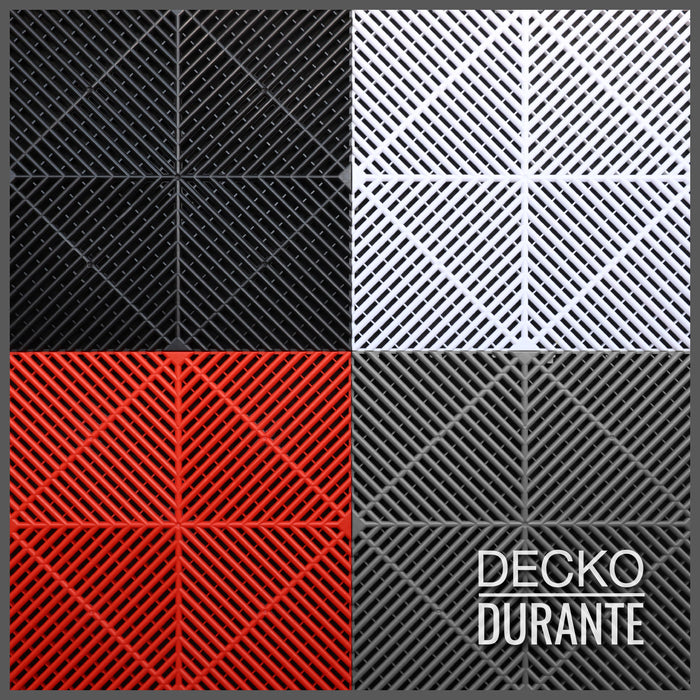 Garage Tile - Interlocking PP Flooring - High End Polypropylene | 100% Recyclable | DECKO <b>DURANTE</b> (400x400x18mm) - <b>Select Color</b>