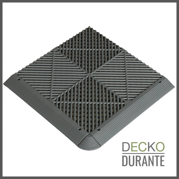Garage Tile - <b>GREY</b> - Interlocking PP Flooring - High End Polypropylene | 100% Recyclable | DECKO <b>DURANTE</b> (400x400x18 mm tile)