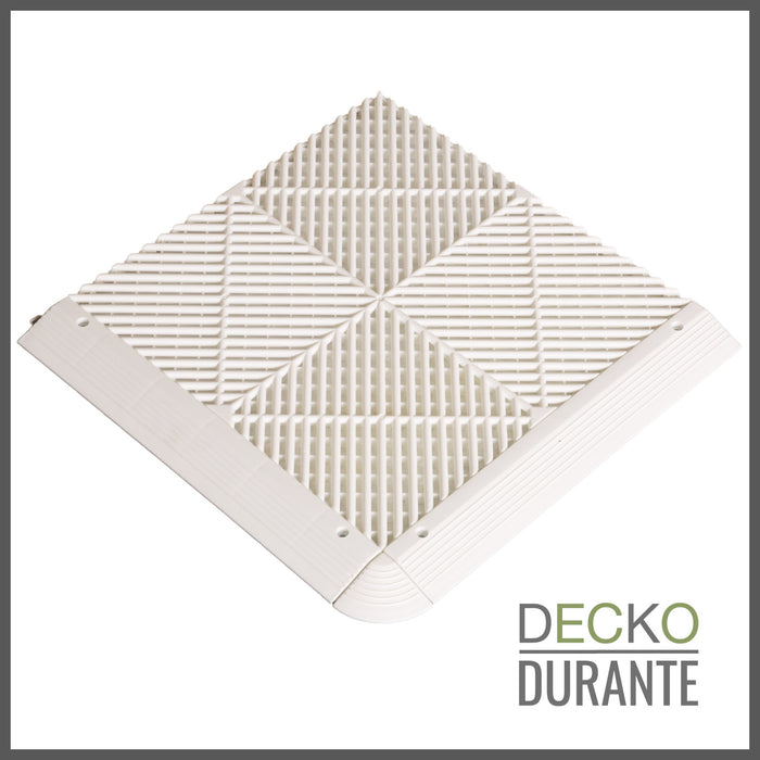 Garage Tile - <b>WHITE</b> - Interlocking PP Flooring - High End Polypropylene | 100% Recyclable | DECKO <b>DURANTE</b> (400x400x18 mm tile)