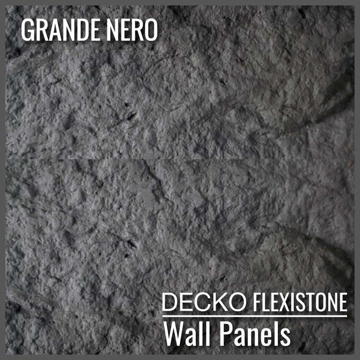 Flexible 3D Stone Wall Panels - <b>GRANDE NERO</b> - Box of 5 serial panels (1200x600mm) <b>3.6m<sup>2</sup></b> coverage | DECKO Flexistone