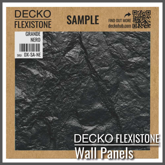 Flexible 3D Stone Wall Panel Sample - GRANDE NERO | DECKO Flexistone - Free Shipping
