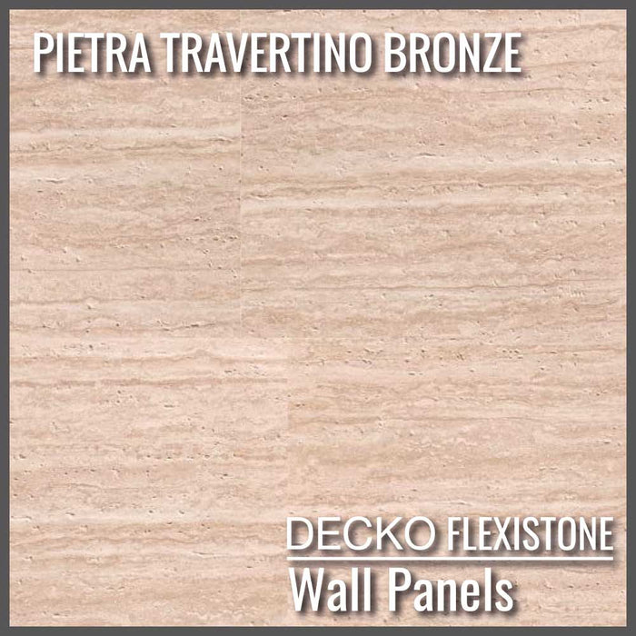 Flexible 3D Stone Wall Panels - <b>PIETRA TRAVERTINO BRONZE</b> - Box of 16 panels (900x300mm) <b>4.32m<sup>2</sup></b> coverage | DECKO Flexistone