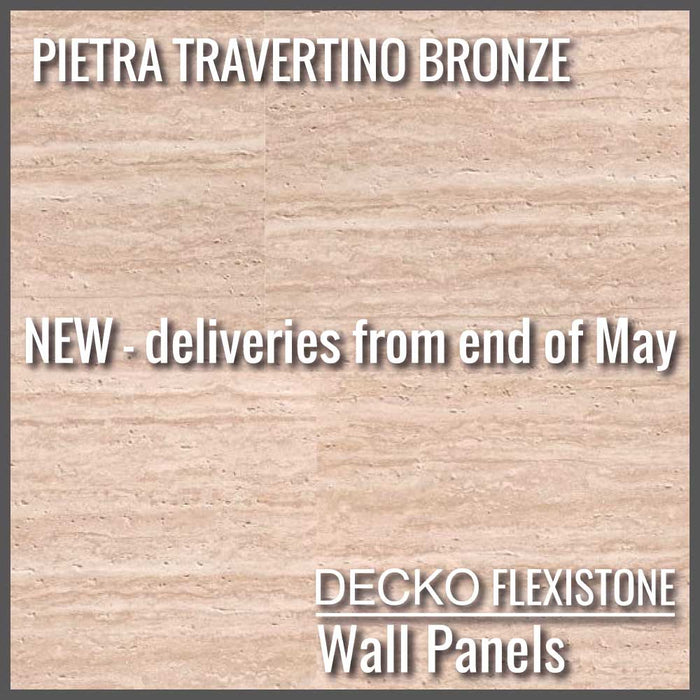Flexible 3D Stone Wall Panels - <b>PIETRA TRAVERTINO BRONZE</b> - Box of 16 panels (900x300mm) <b>4.32m<sup>2</sup></b> coverage | DECKO Flexistone