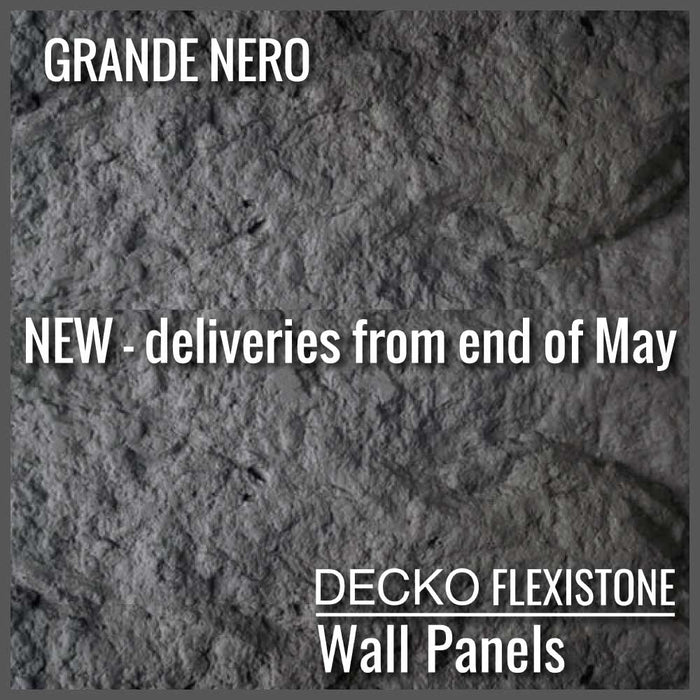 Flexible 3D Stone Wall Panels - <b>GRANDE NERO</b> - Box of 5 serial panels (1200x600mm) <b>3.6m<sup>2</sup></b> coverage | DECKO Flexistone