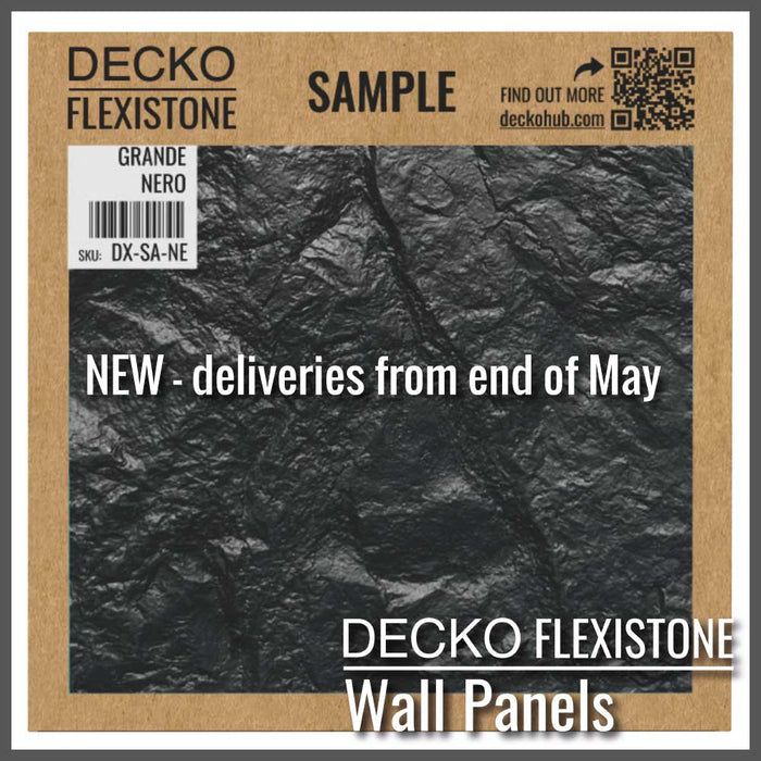 Flexible 3D Stone Wall Panel Sample - GRANDE NERO | DECKO Flexistone - Free Shipping