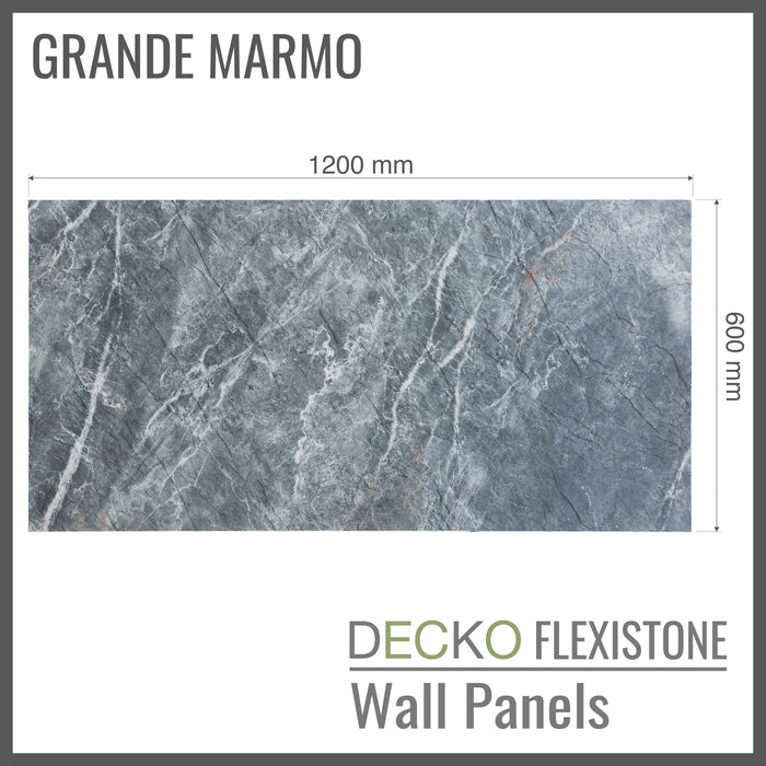Flexible 3D Stone Wall Panels - <b>GRANDE MARMO</b> - Box of 5 serial panels (1200x600mm) <b>3.6m<sup>2</sup></b> coverage | DECKO Flexistone