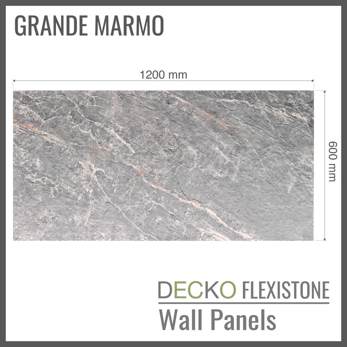 DECKO Flexistone Wall Panels - <b>GRANDE MARMO</b> - Box of 5 serial panels (1200x600mm) <b>3.6sqm</b> coverage