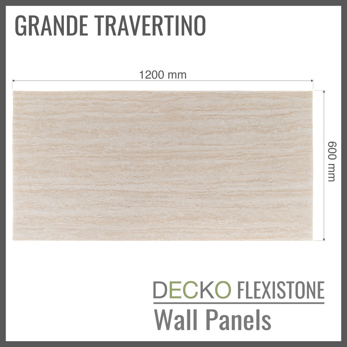 DECKO Flexistone Stone Wall Panels - <b>GRANDE TRAVERTINO</b> - Box of 6 panels (1200x600mm) <b>4.32sqm</b> coverage