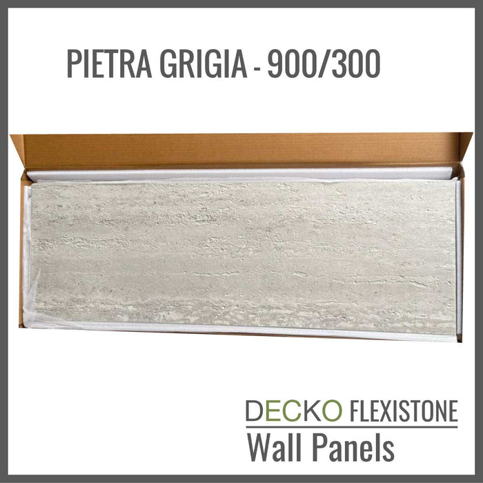 DECKO Flexistone Stone Wall Panels - <b>PIETRA GRIGIA</b> - Box of 16 panels (900x300mm) <b>4.32sqm</b> coverage