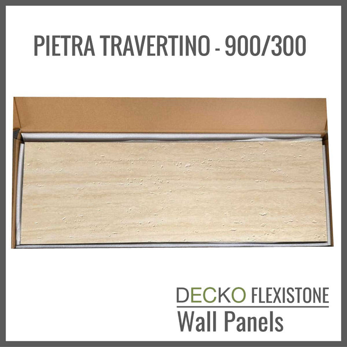 DECKO Flexistone Stone Wall Panels - <b>PIETRA TRAVERTINO</b> - Box of 16 panels (900x300mm) <b>4.32sqm</b> coverage