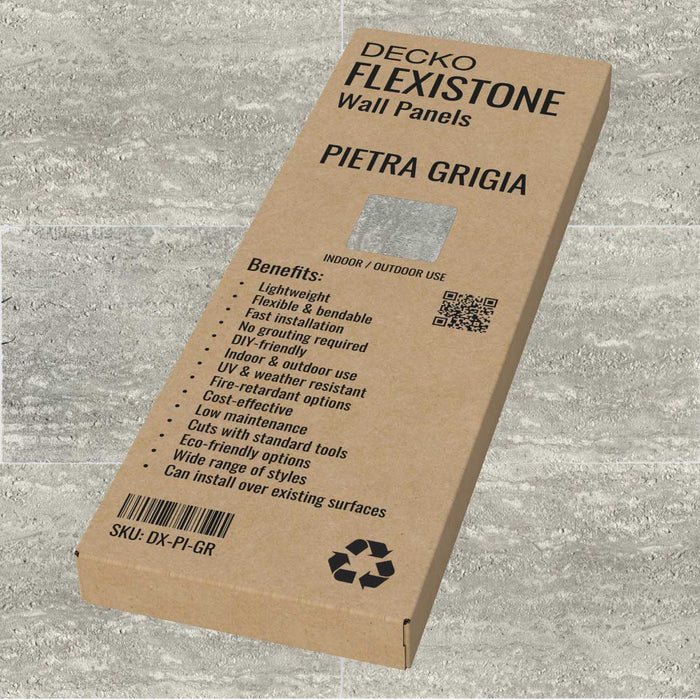 DECKO Flexistone Stone Wall Panels - <b>PIETRA GRIGIA</b> - Box of 16 panels (900x300mm) <b>4.32sqm</b> coverage