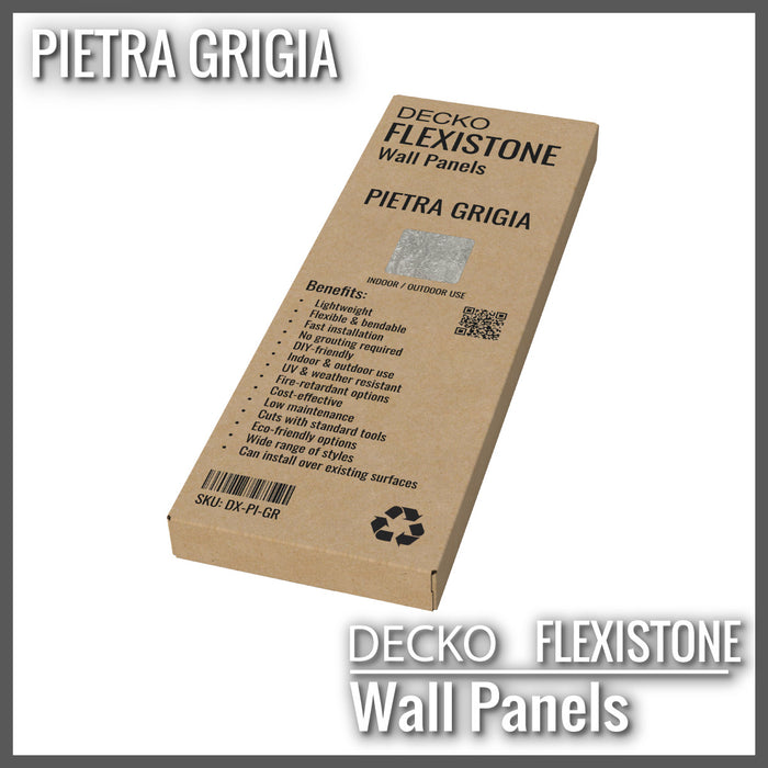 DECKO Flexistone Stone Wall Panels - <b>PIETRA GRIGIA</b> - Box of 16 panels (900x300mm) <b>4.32sqm</b> coverage