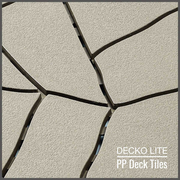 DECKO Lite PP Deck Tiles - <b>BEIGESTONE</b> - 304x304mm - Premium, 100% Recycled Polypropylene (Price/Tile)