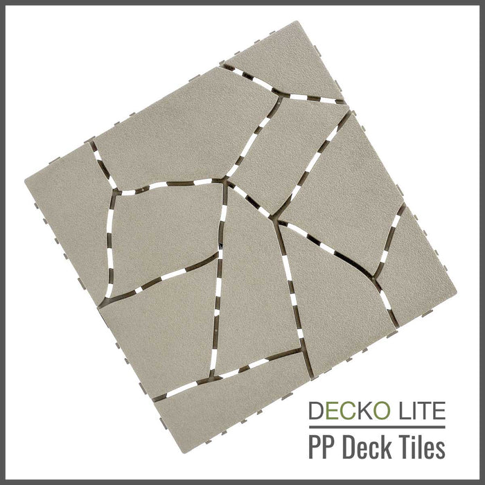 DECKO Lite PP Deck Tiles - <b>BEIGESTONE</b> - 304x304mm - Premium, 100% Recycled Polypropylene (Price/Tile)