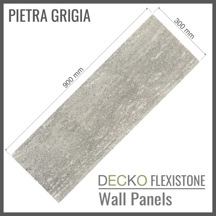 DECKO Flexistone Stone Wall Panels - <b>PIETRA GRIGIA</b> - Box of 16 panels (900x300mm) <b>4.32sqm</b> coverage