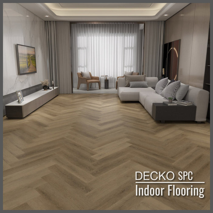 SPC Hybrid Vinyl Plank Flooring - <b>CHIARA Herringbone</b> - Waterproof Stone Plastic Composite | DECKO (1.64 m<sup>2</sup> box)