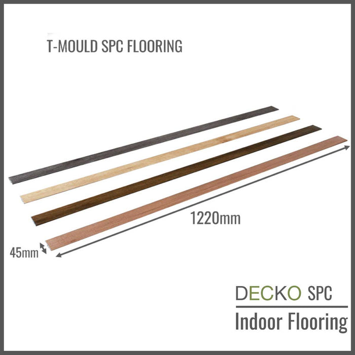 <b>T-Mould Transition Strip</b> - SPC Hybrid Vinyl Plank Flooring - | DECKO - 1220 mm long piece