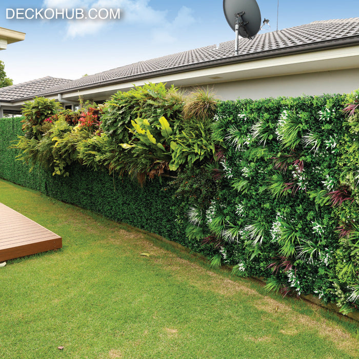 Artificial Plants Green Wall Panel - ARBOREA - Box of 12 panels - 500x500mm | DECKO VERDURE (3 m² /Box)