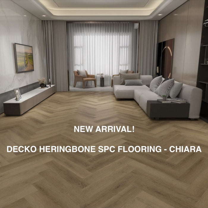 SPC Hybrid Vinyl Plank Flooring - <b>CHIARA Herringbone</b> - Waterproof Stone Plastic Composite | DECKO (1.64 m<sup>2</sup> box)