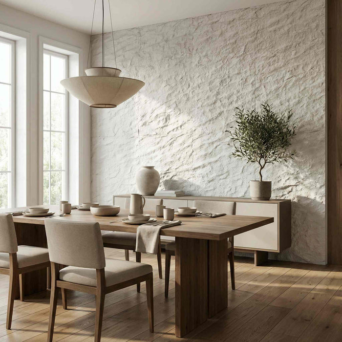 Flexible 3D Stone Wall Panels - <b>GRANDE BIANCO</b> - Box of 5 serial panels (1200x600mm) <b>3.6m<sup>2</sup></b> coverage | DECKO Flexistone