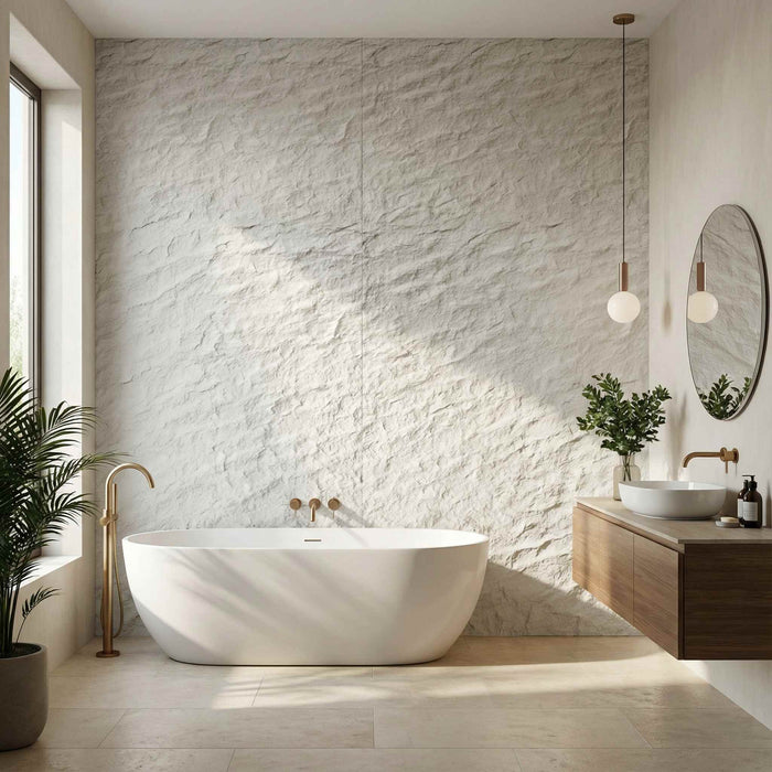 Flexible 3D Stone Wall Panel Sample - GRANDE BIANCO | DECKO Flexistone - Free Shipping